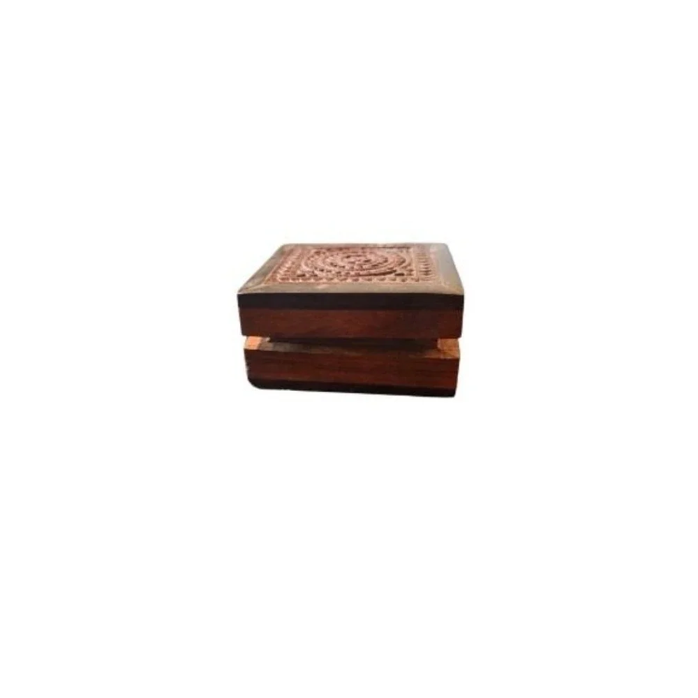 Vintage Trinket Box Hand Carved Wooden 3